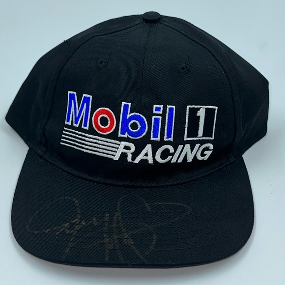 Vintage 80s 90s Mobil 1 Racing JEREMY MAYFIELD Adjustable AUTO Snapback Hat - Picture 1 of 7